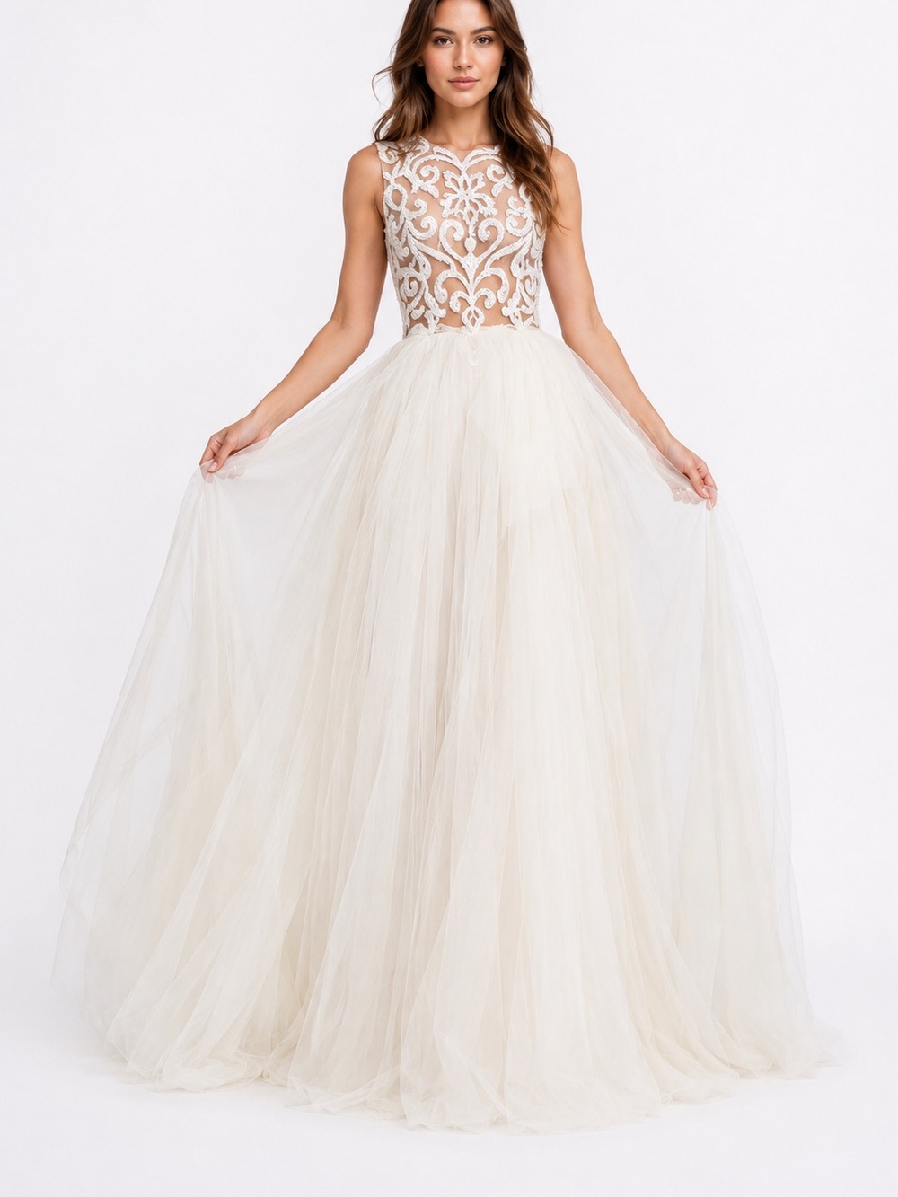Skirt only Lucias Sarto Ivory Wedding Tulle Bridal pockets train